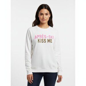 NWT Wildfox “Après-Ski Kiss Me” Sweatshirt White Graphic Pullover Women’s‎ S
